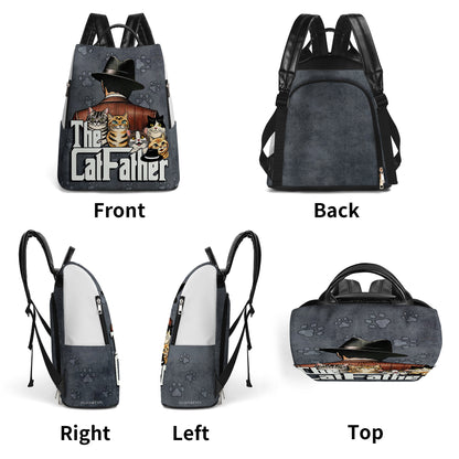The Cat Father - Personalized Custom Leather BackPack - BP_CAT09