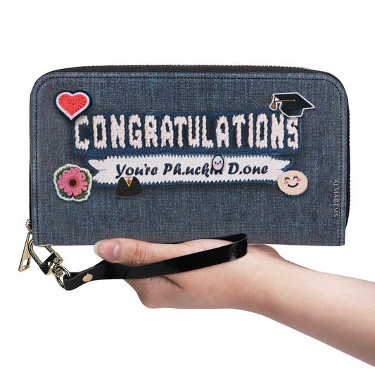 CONGRATULATIONS. You're Ph.uckin D.one - Women Leather Wallet - WW05