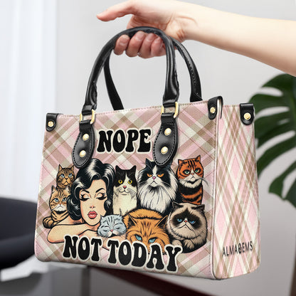 Non. Pas aujourd'hui ! Sac à main en cuir personnalisé pour les amoureux des chats - LL20