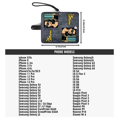 Portefeuille en cuir personnalisé pour téléphone avec motif animalier et texte - QCUSTOM09PW