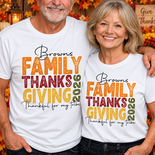 Family Thanksgiving Thankful For My Tribe Custom Fall Typography - Personalized Custom Unisex T-shirt, Hoodie - FAM1240_WBAS
