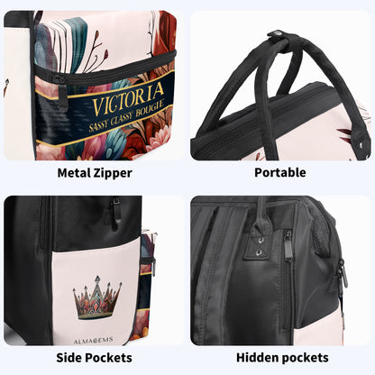 Mochila de viaje personalizada con diseño de pico de pato de Queen Flowers - DG004_DKB