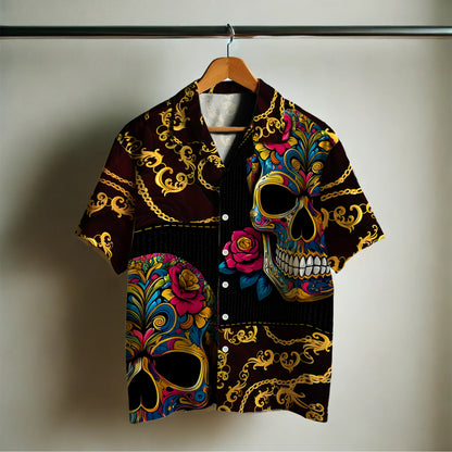 Élégantes chaînes de crânes – Chemise hawaïenne unisexe personnalisée – ME011_HW