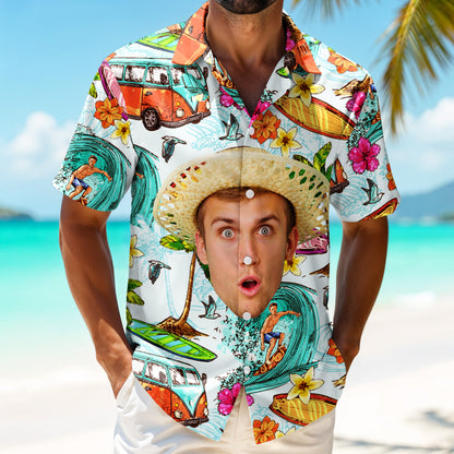 Celebrate Summer Vibes, Surfer And Tropical Flowers