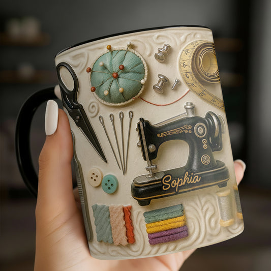 Perfect Gift For Creative Souls With Sewing Theme - Personalized Custom Accent Mug - JBS020_AMUG