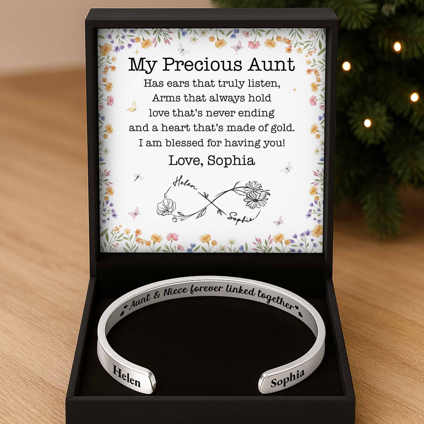 Aunt & Niece Forever Linked Together With Floral Design