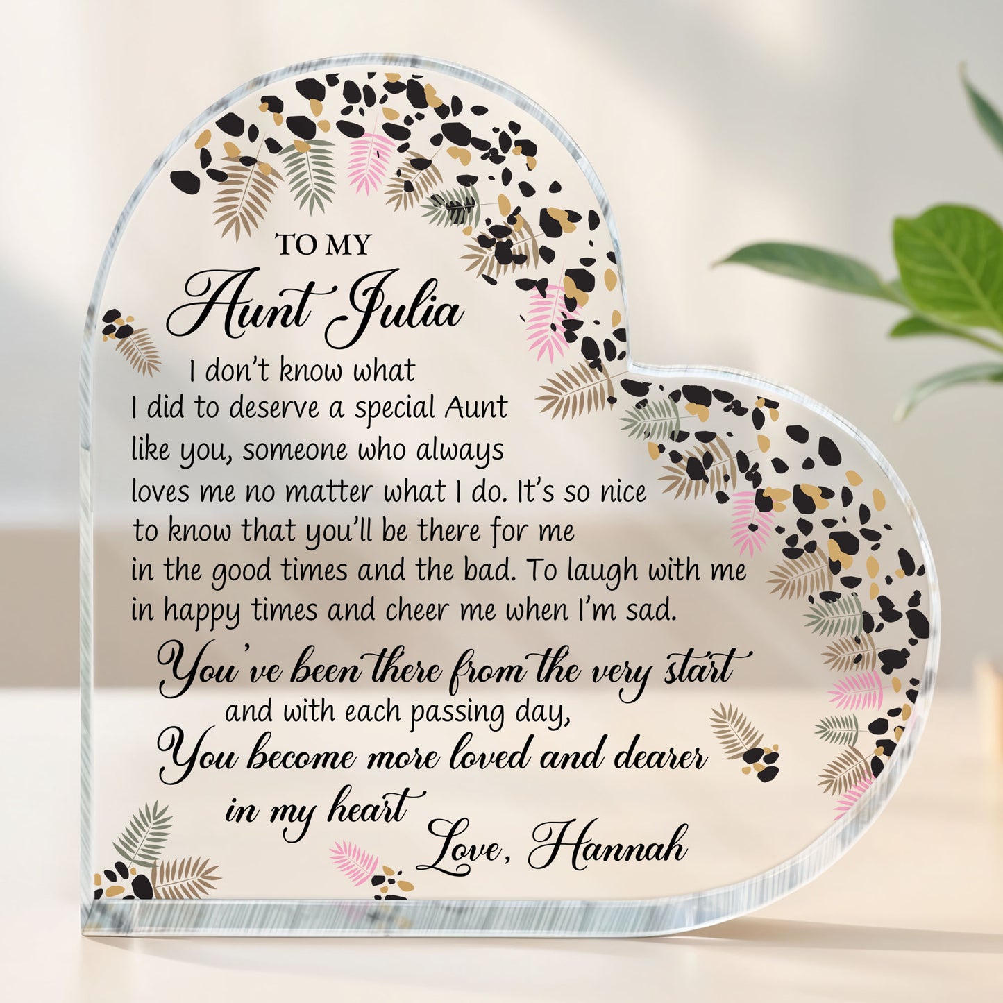 To My Aunt, Special Bond Decor With Leaves And Flowers