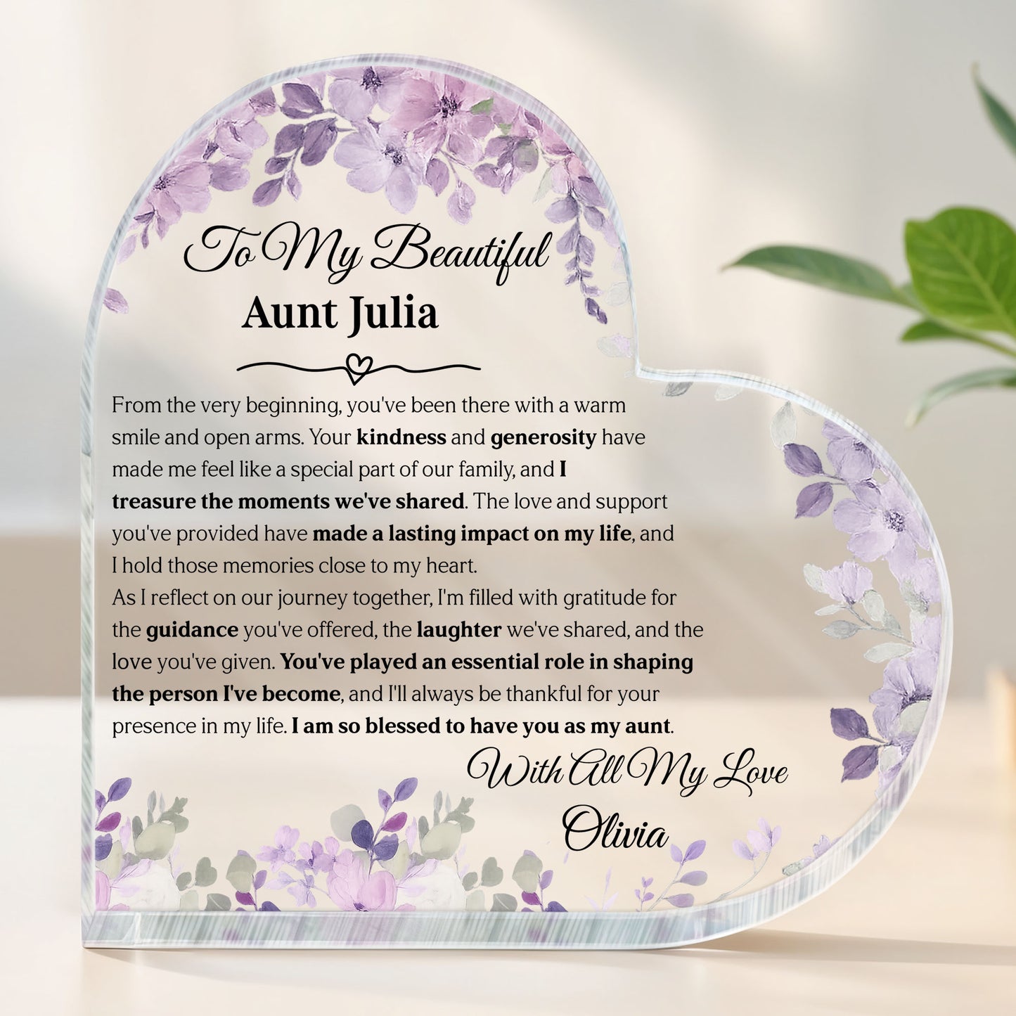 To My Beautiful Aunt, Celebrating Lasting Moments