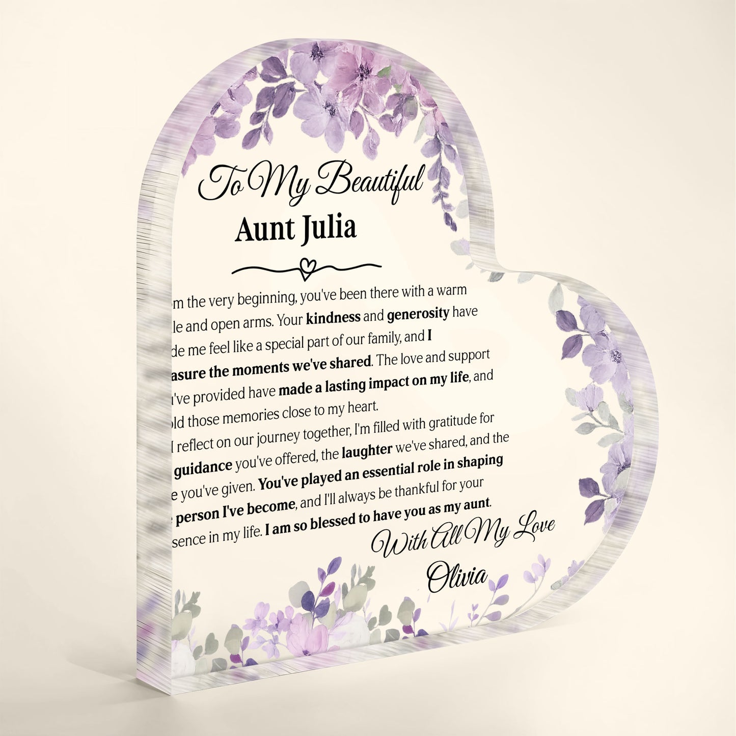 To My Beautiful Aunt, Celebrating Lasting Moments