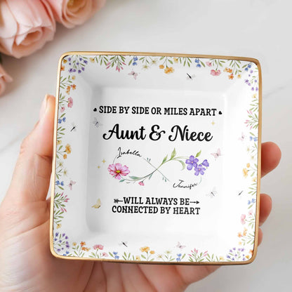 Side By Side Or Miles Apart, Aunt & Niece Connected By Heart, Flowers and Butterflies