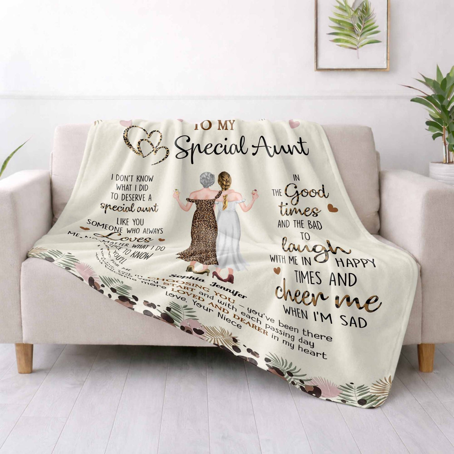 To My Special Aunt, Hearts And Flowers