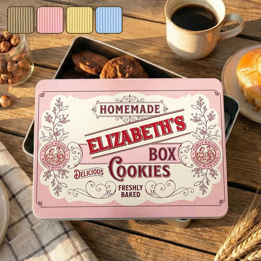 Homemade Cookies Box Delicious Freshly Baked With Vintage Flower Design - Personalized Cookie Tin Box - BAKE003_CTBOX