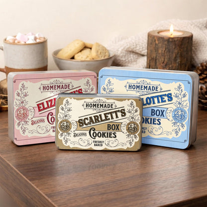 Homemade Cookies Box Delicious Freshly Baked With Vintage Flower Design - Personalized Cookie Tin Box - BAKE003_CTBOX