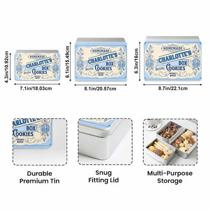 Homemade Cookies Box Delicious Freshly Baked With Vintage Flower Design - Personalized Cookie Tin Box - BAKE003_CTBOX
