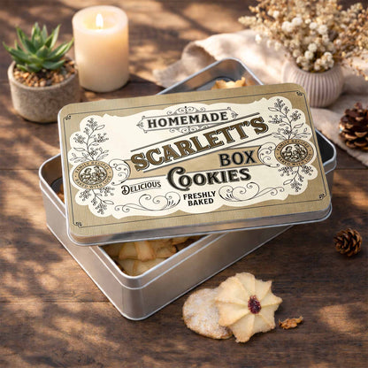 Homemade Cookies Box Delicious Freshly Baked With Vintage Flower Design - Personalized Cookie Tin Box - BAKE003_CTBOX