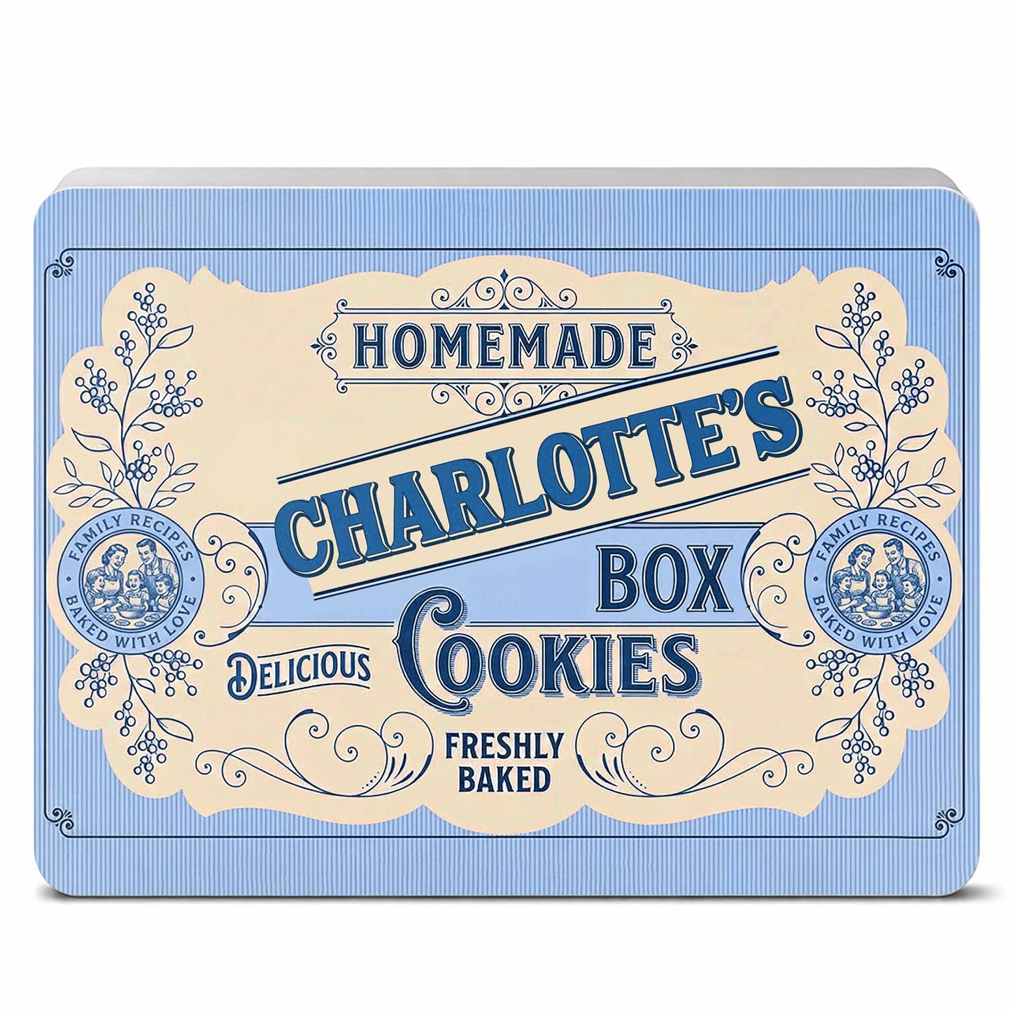 Homemade Cookies Box Delicious Freshly Baked With Vintage Flower Design - Personalized Cookie Tin Box - BAKE003_CTBOX