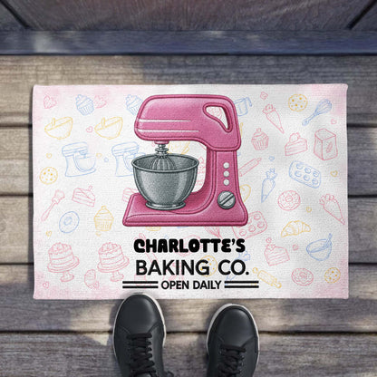 Baking Co. Open Daily With Custom Dough Mixer And Baking Tools - Personalized Custom Doormat - BAKE043_DRM