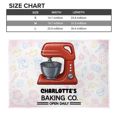Baking Co. Open Daily With Custom Dough Mixer And Baking Tools - Personalized Custom Doormat - BAKE043_DRM