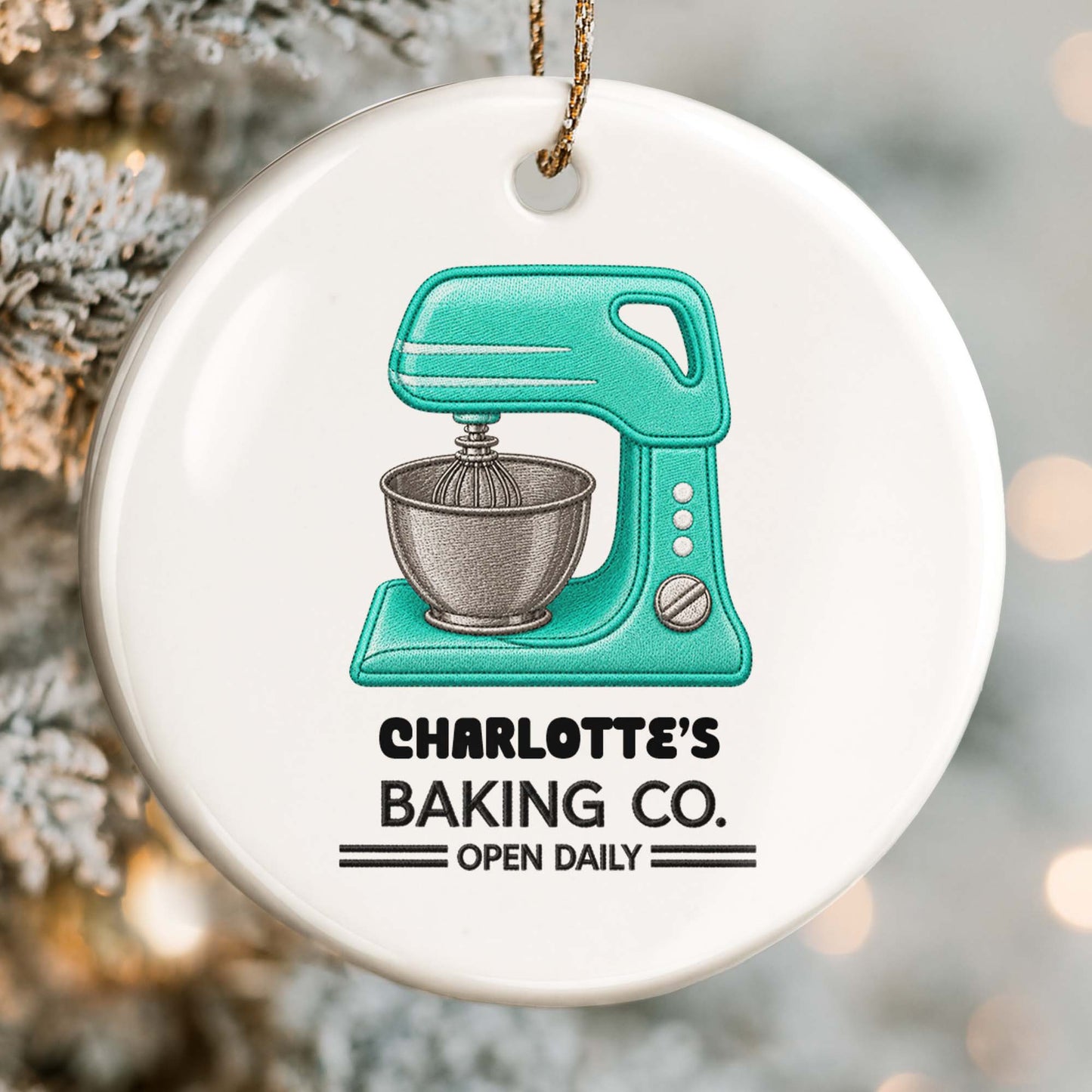 Baking Co. Open Daily Custom Mixer For Baking Lovers - Personalized Custom Ceramic Ornament With Round Shape - BAKE043_RCE