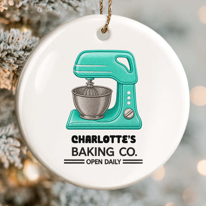 Baking Co. Open Daily Custom Mixer For Baking Lovers - Personalized Custom Ceramic Ornament With Round Shape - BAKE043_RCE