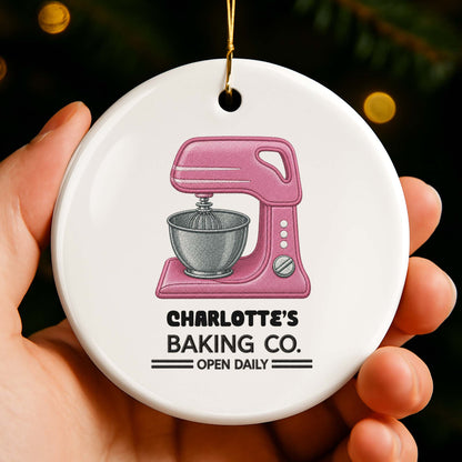 Baking Co. Open Daily Custom Mixer For Baking Lovers - Personalized Custom Ceramic Ornament With Round Shape - BAKE043_RCE
