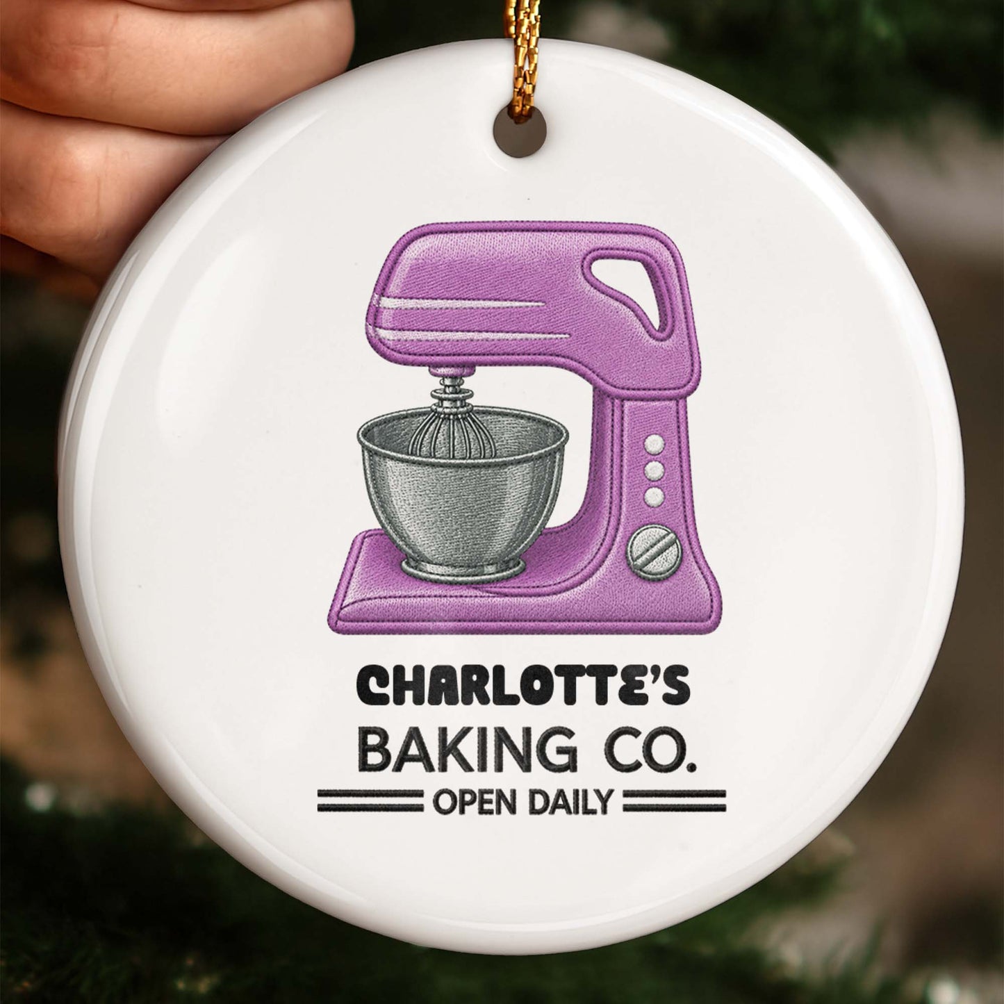 Baking Co. Open Daily Custom Mixer For Baking Lovers - Personalized Custom Ceramic Ornament With Round Shape - BAKE043_RCE