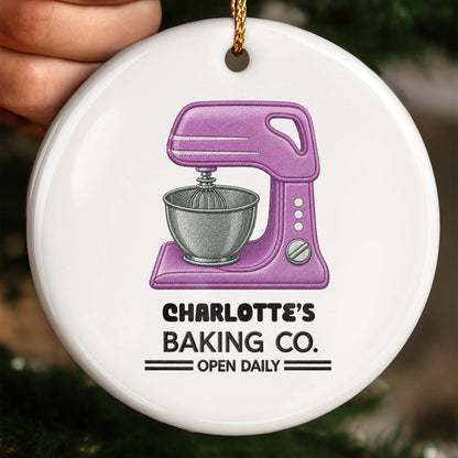 Baking Co. Open Daily Custom Mixer For Baking Lovers - Personalized Custom Ceramic Ornament With Round Shape - BAKE043_RCE