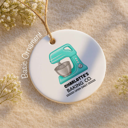 Baking Co. Open Daily Custom Mixer For Baking Lovers - Personalized Custom Ceramic Ornament With Round Shape - BAKE043_RCE