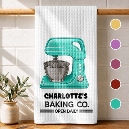 Baking Co. Open Daily Custom Name Dough Mixer 3D Embroidery - Personalized Kitchen Towel - BAKE043_TOWL