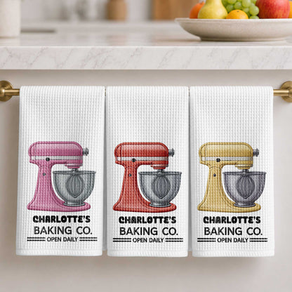 Baking Co. Open Daily Custom Name Dough Mixer 3D Embroidery - Personalized Kitchen Towel - BAKE043_TOWL