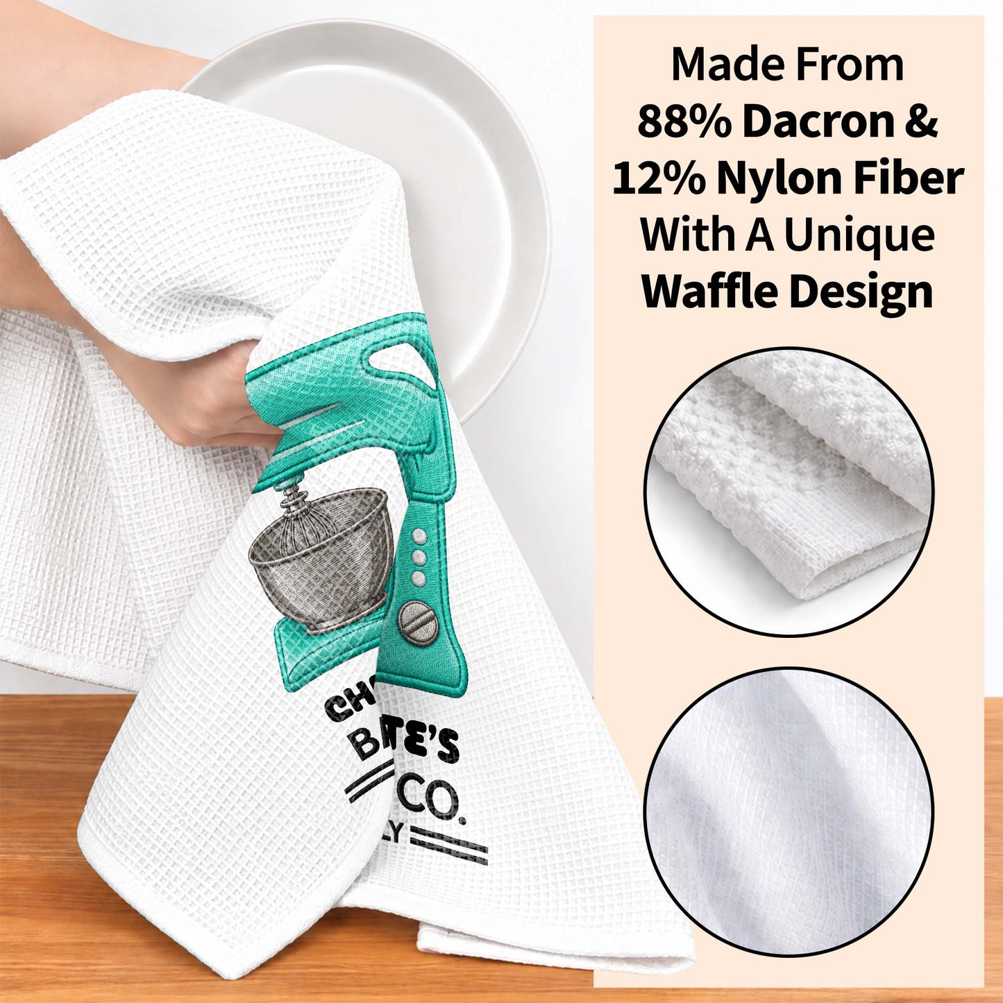 Baking Co. Open Daily Custom Name Dough Mixer 3D Embroidery - Personalized Kitchen Towel - BAKE043_TOWL
