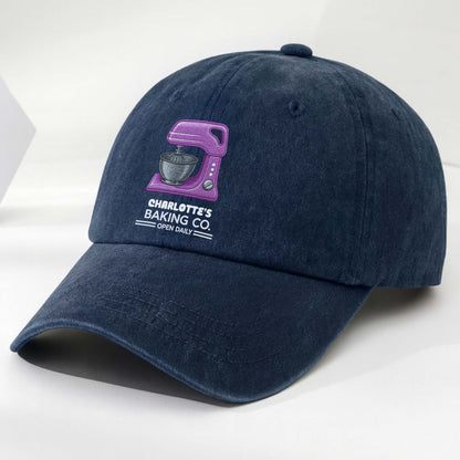 Baking Co Open Daily Custom Name Dough Mixer - Personalized Custom Washed Denim Cap - BAKE043_WDCAP