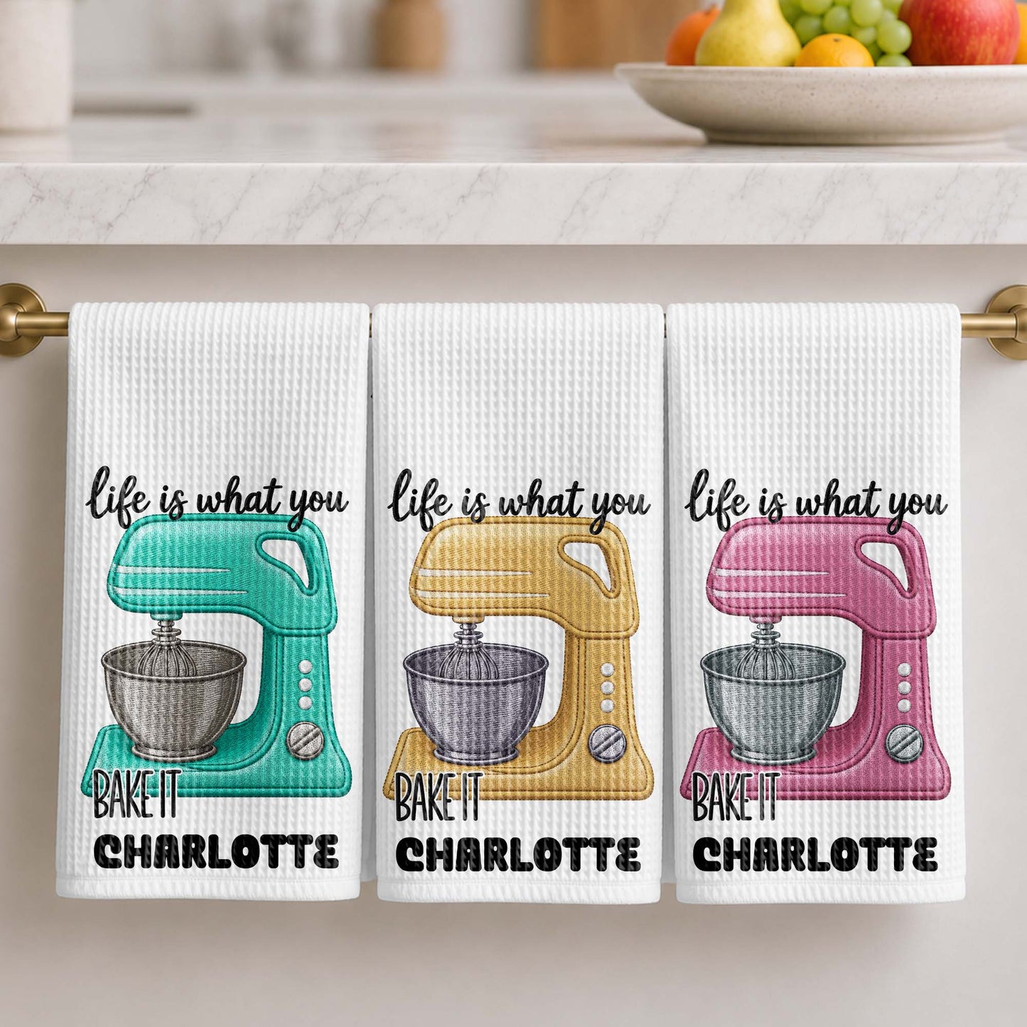 Life Is What You Bake It Custom Dough Mixer - Personalized Kitchen Towel - BAKE056_TOWL