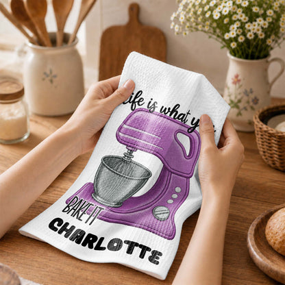 Life Is What You Bake It Custom Dough Mixer - Personalized Kitchen Towel - BAKE056_TOWL