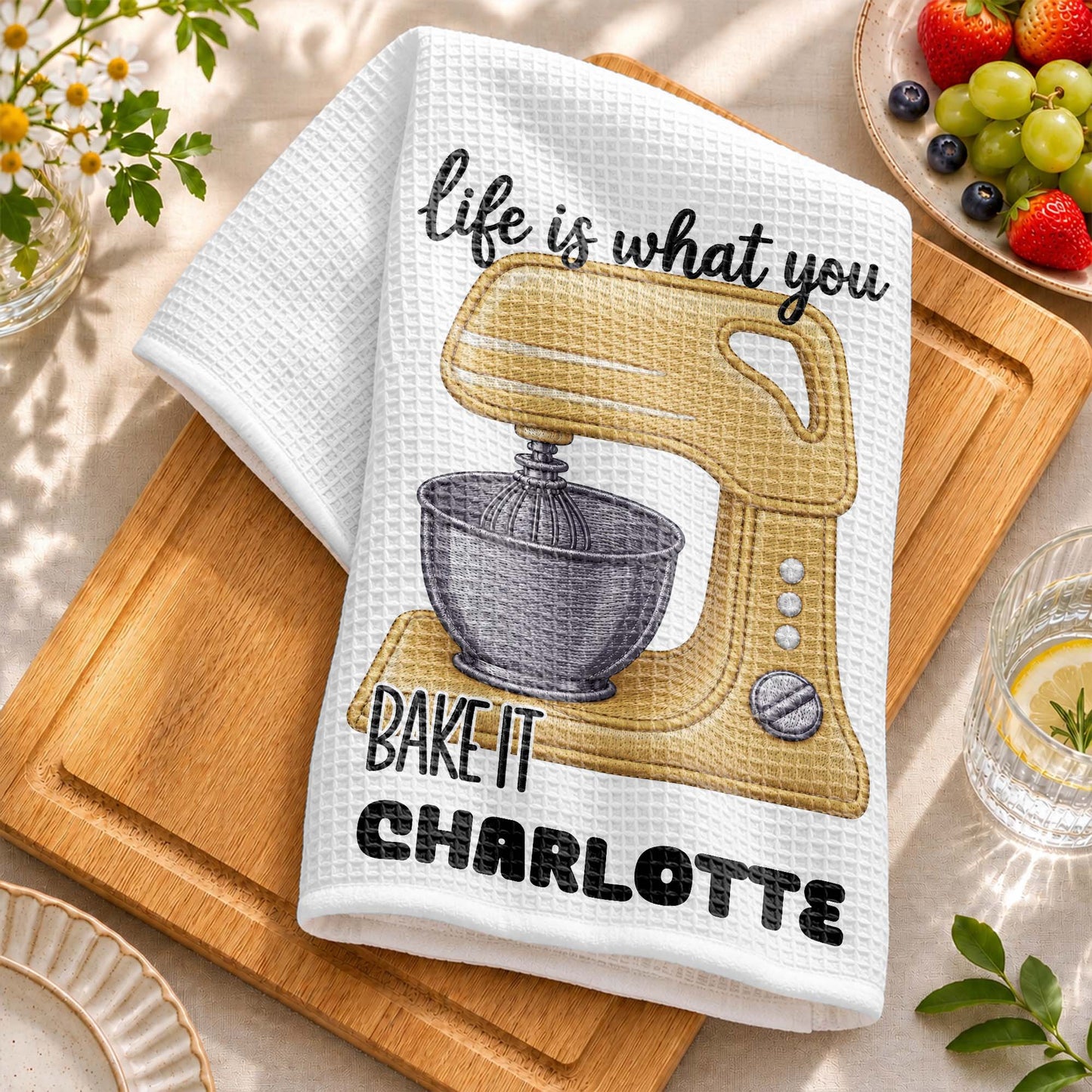 Life Is What You Bake It Custom Dough Mixer - Personalized Kitchen Towel - BAKE056_TOWL