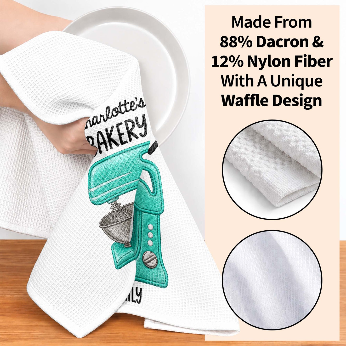 My Bakery Open Daily With Dough Mixer And Whisks - Personalized Kitchen Towel - BAKE058_TOWL