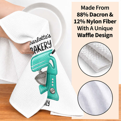 My Bakery Open Daily With Dough Mixer And Whisks - Personalized Kitchen Towel - BAKE058_TOWL