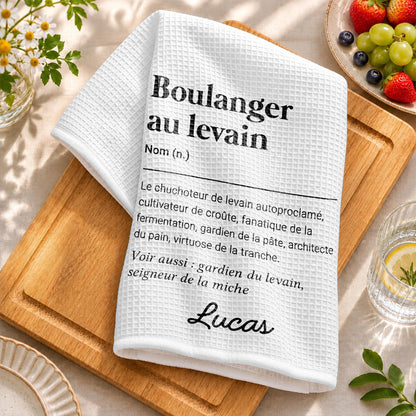 Boulangère Au Levain Sourdough Baker Dictionary Definition Typography - Personalized Kitchen Towel - BAKE074_TOWL