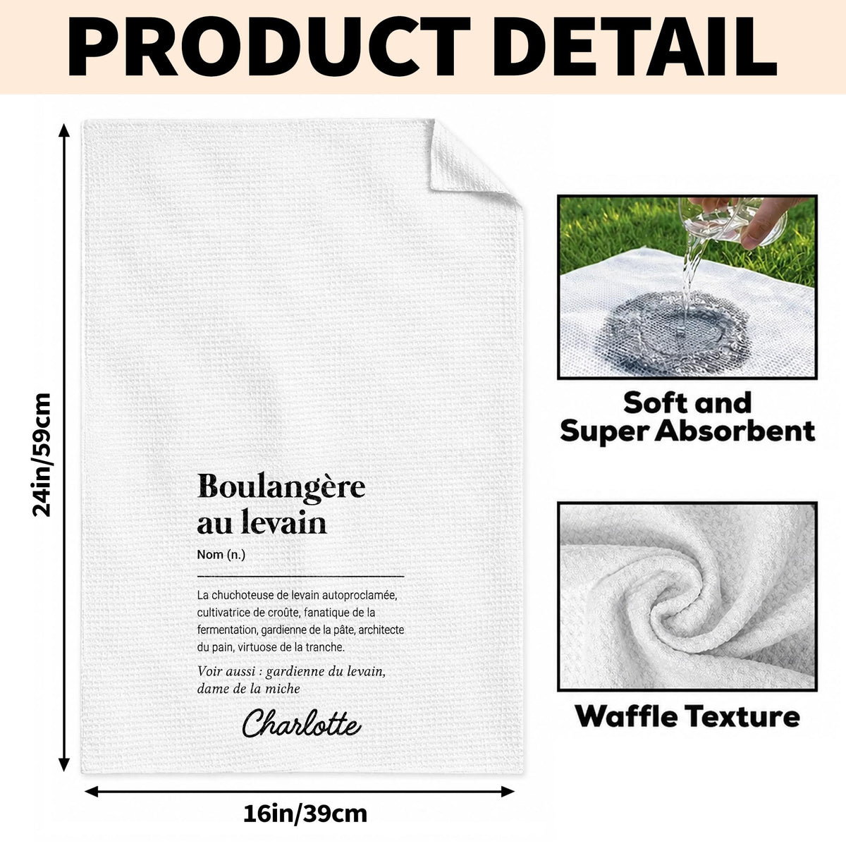 Boulangère Au Levain Sourdough Baker Dictionary Definition Typography - Personalized Kitchen Towel - BAKE074_TOWL