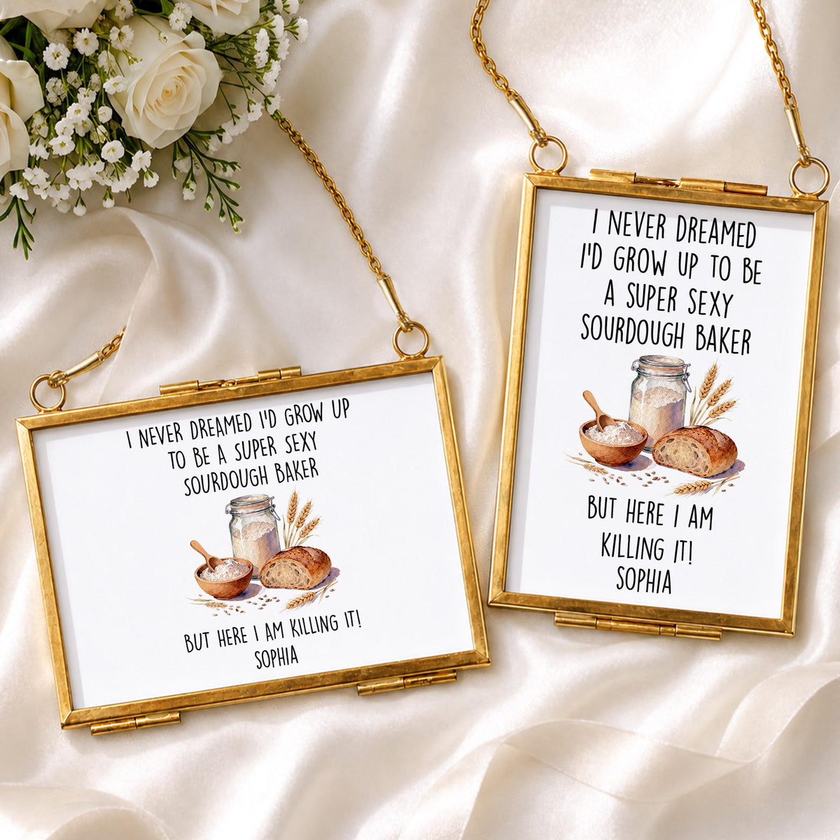 Super Sexy Sourdough Baker Killing It With Bread And Wheat - Personalized Metal Frame Ornament - BAKE078_GOFRO