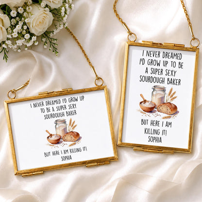 Super Sexy Sourdough Baker Killing It With Bread And Wheat - Personalized Metal Frame Ornament - BAKE078_GOFRO