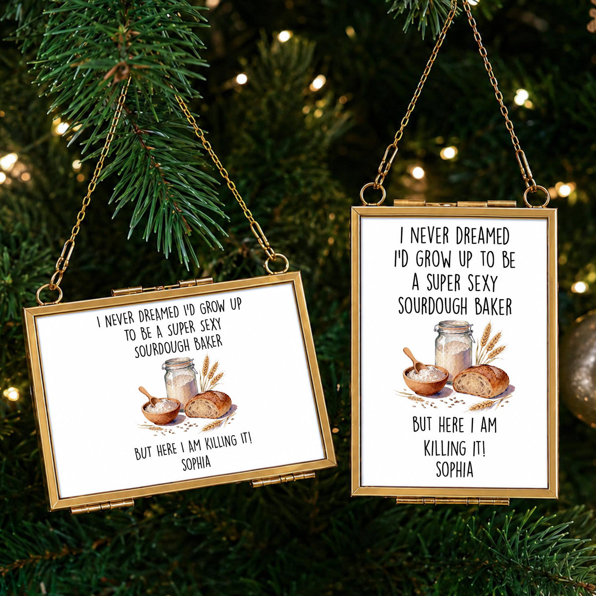 Super Sexy Sourdough Baker Killing It With Bread And Wheat - Personalized Metal Frame Ornament - BAKE078_GOFRO