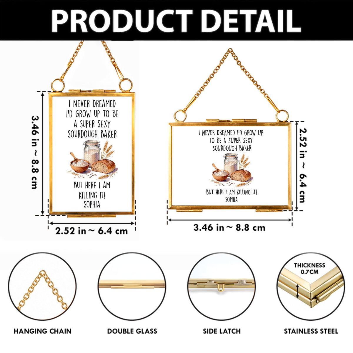 Super Sexy Sourdough Baker Killing It With Bread And Wheat - Personalized Metal Frame Ornament - BAKE078_GOFRO