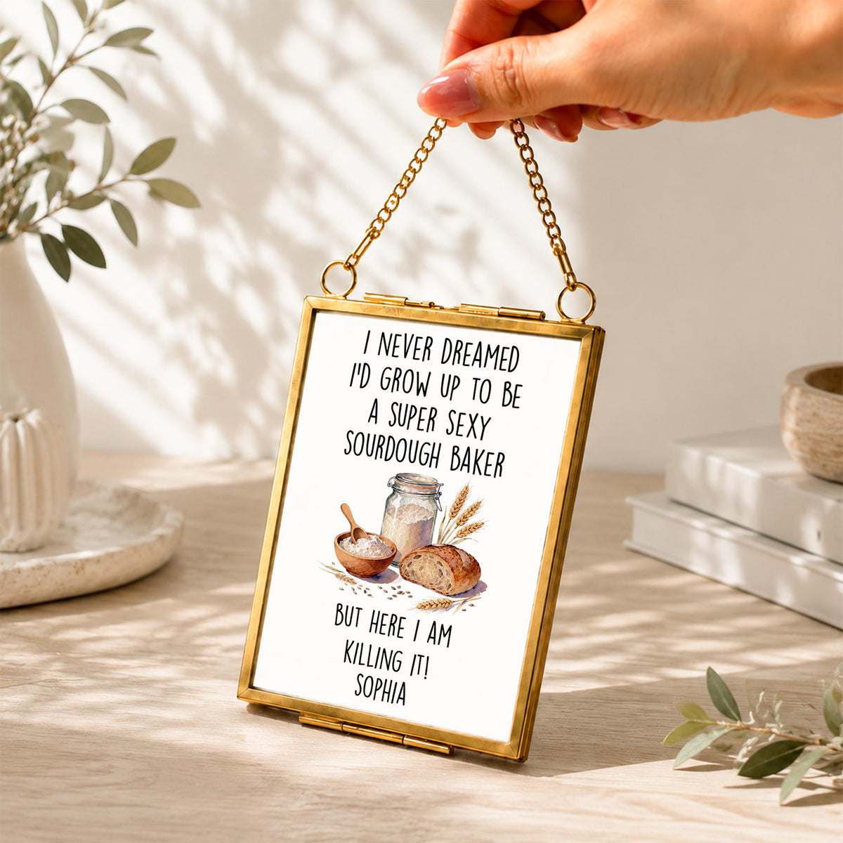 Super Sexy Sourdough Baker Killing It With Bread And Wheat - Personalized Metal Frame Ornament - BAKE078_GOFRO