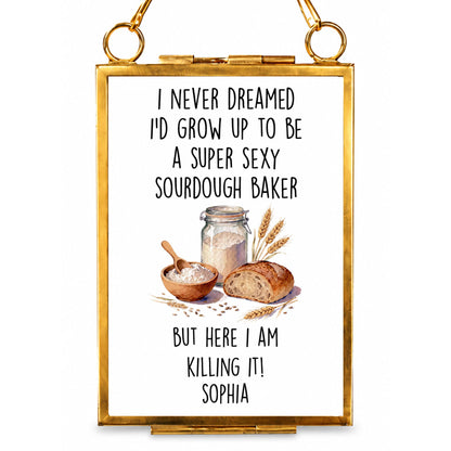 Super Sexy Sourdough Baker Killing It With Bread And Wheat - Personalized Metal Frame Ornament - BAKE078_GOFRO