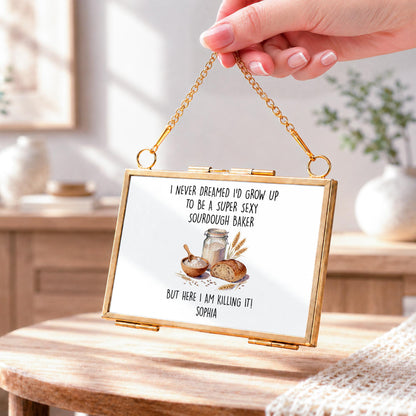Super Sexy Sourdough Baker Killing It With Bread And Wheat - Personalized Metal Frame Ornament - BAKE078_GOFRO