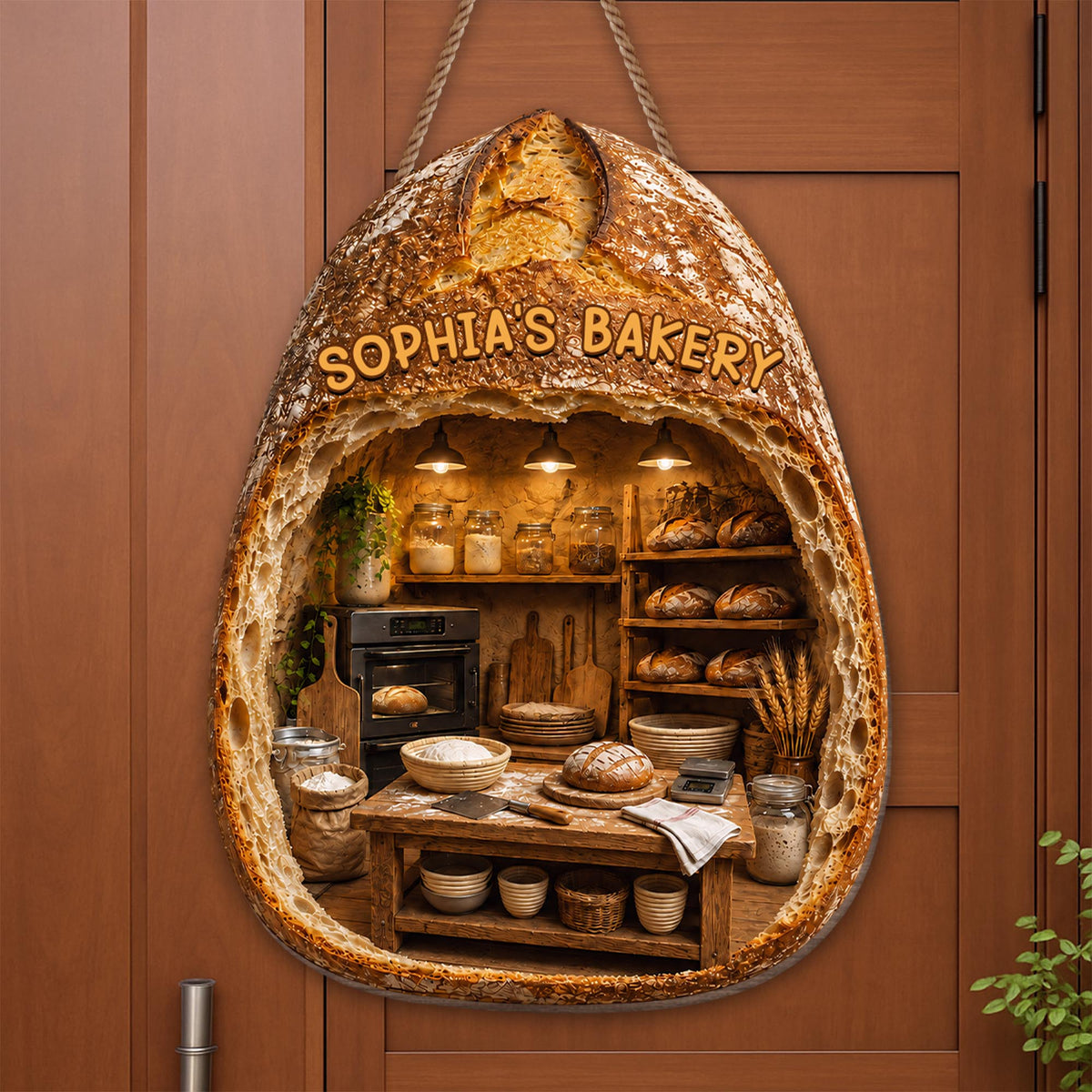 My Bakery Sourdough Bread Personalized Kitchen Wood Sign Decor - Personalized Custom Shaped Wood Sign - BAKE086_WSIGN