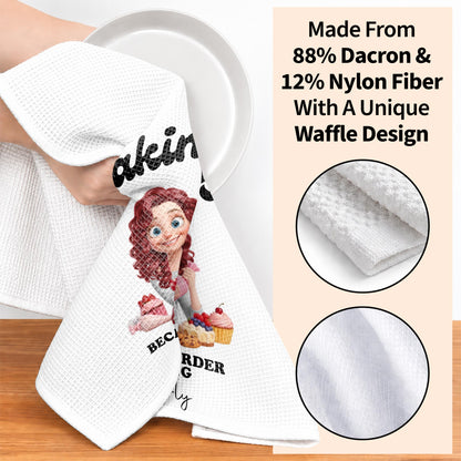 Baking Because Murder Is Wrong Girl Cupcakes Cookies - Personalized Kitchen Towel - BAKE112_TOWL