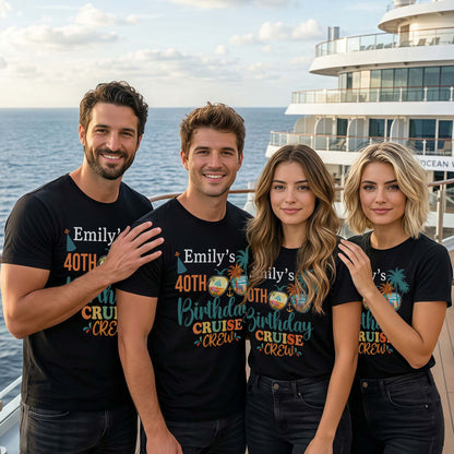 Birthday Cruise Crew With Palm Trees And Sunglasses - Personalized Custom Unisex T-shirt, Hoodie - BDAY013_BBAS