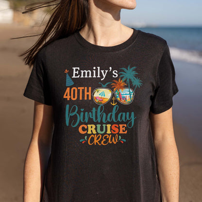 Birthday Cruise Crew With Palm Trees And Sunglasses - Personalized Custom Unisex T-shirt, Hoodie - BDAY013_BBAS